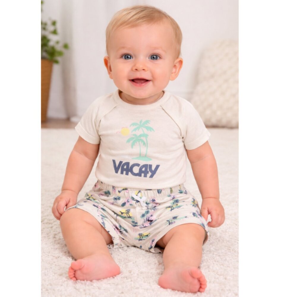 Grayson Mini Baby Vacay Outfit Set 6–9 Months Palm Tree Tee & Shorts